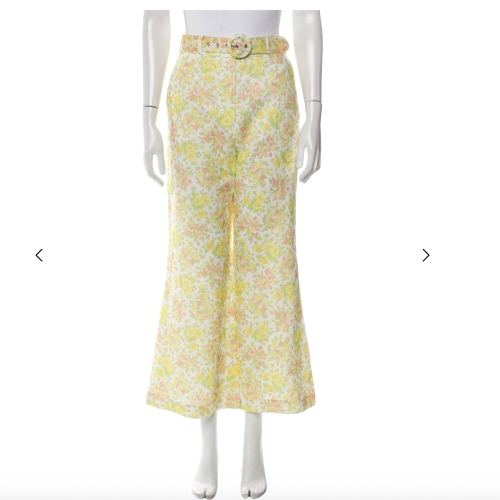 Zimmermann Floral High-Waisted Pants with Belt